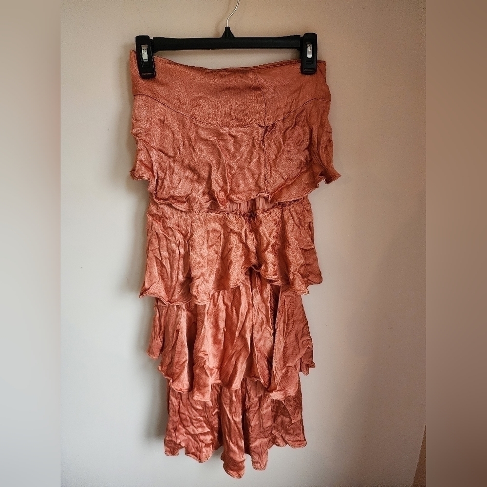 Maeve By Anthropologie Women's Cassia Rust Tiered Ruffle Midi Skirt Size 4.